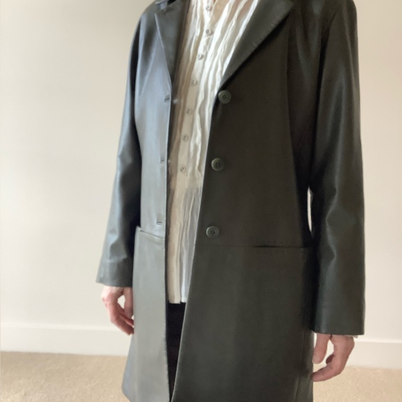 Black. Fantastic LEATHER Marc New York jacket. Car coat length. - Picture 4 of 8